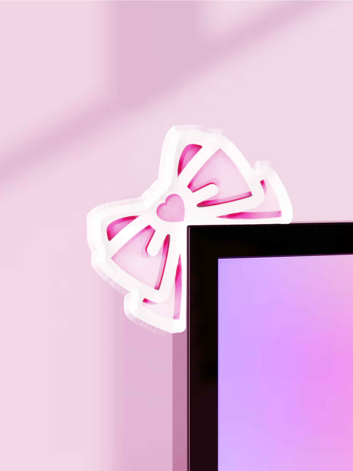 Gaming Pc Equipment - Kawaii Schleifen-Monitor-Dekor, rosa Acryl-Schleife, PC-Zubehör, niedliche