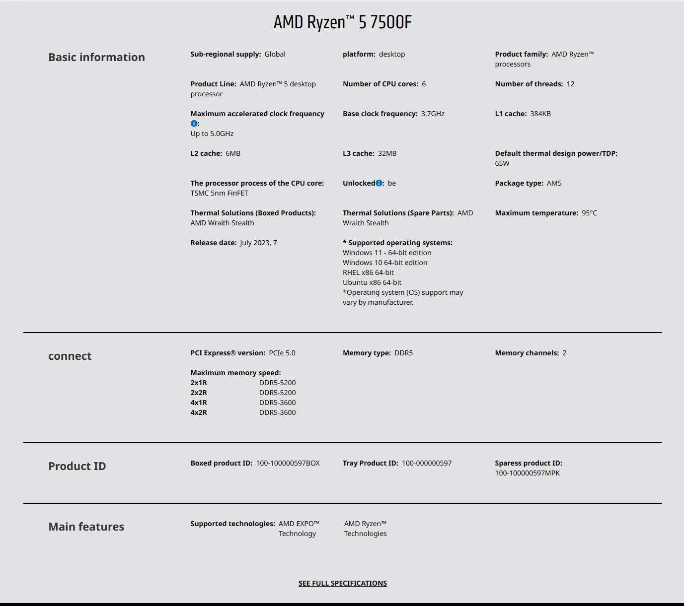 AMD Ryzen 5 7500F 3,7GHz 6-Ker – Pc Gaming Ryzen 5 Bewertung und Preis