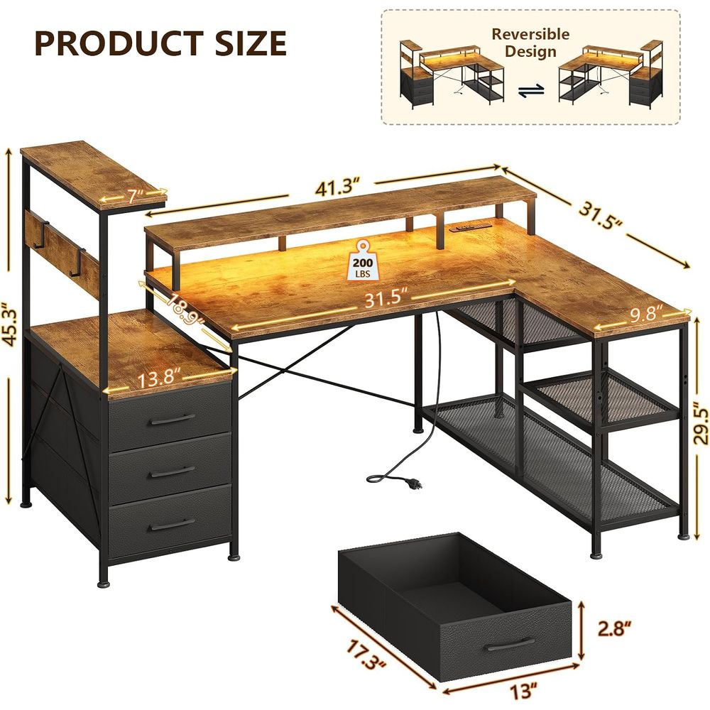 L-förmiger Gaming-Schreibtisch – Monitor Stand Bewertung und Preis
